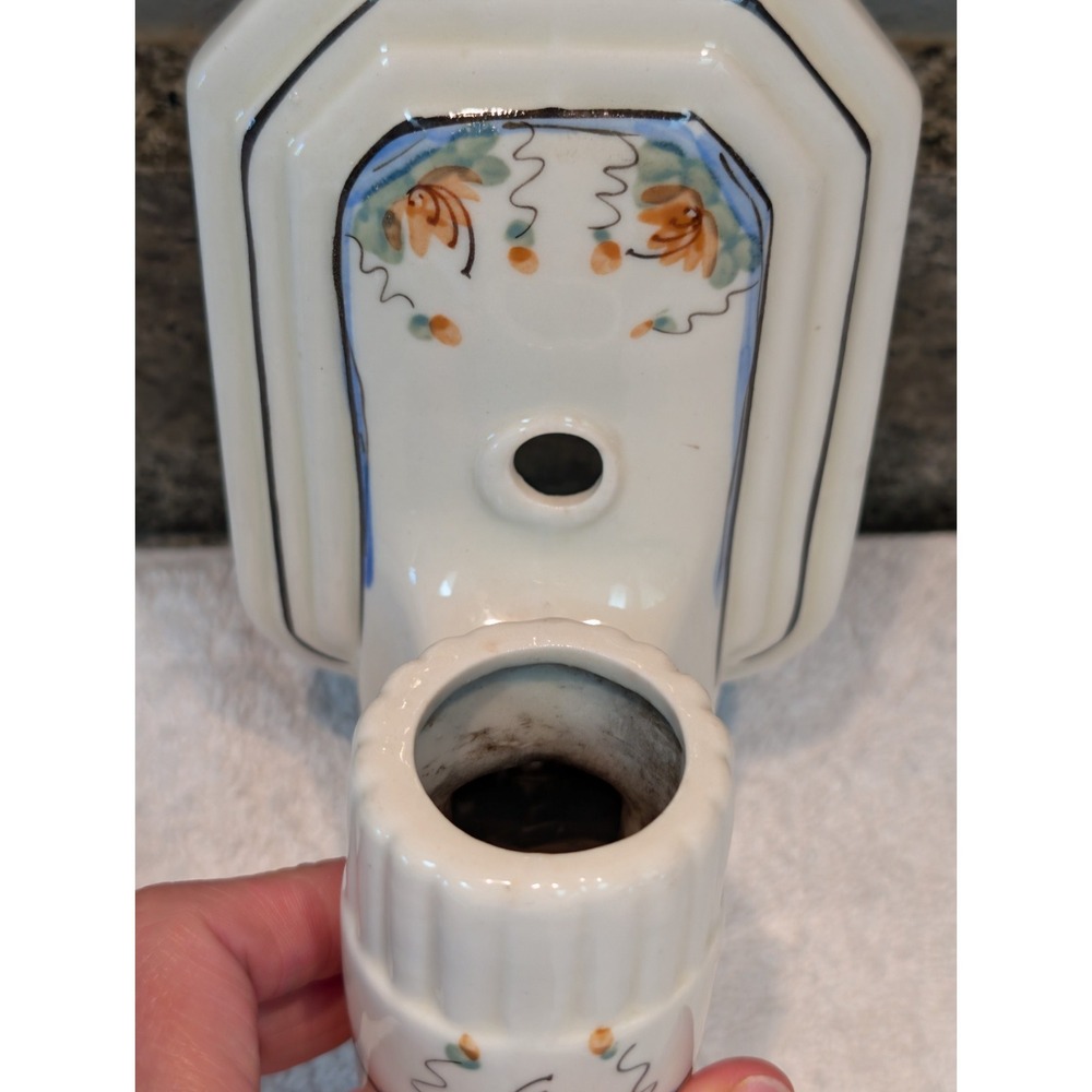 Vintage Porcelain Sconce Light Pair Flower Ceramic Wall Fixture Art Deco 1930 - Picture 6 of 16